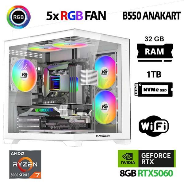 Xaser Sword X60 Mini Ryzen 7 5700X 32GB Ram 1TB M.2 NVMe SSD 8GB RTX5060 Masaüstü Oyuncu Bilgisayarı - Image 1