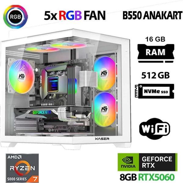 Xaser Sword X60 Eko Ryzen 7 5700X 16GB Ram 512GB M.2 NVMe SSD 8GB RTX5060 Masaüstü Oyuncu Bilgisayarı - Image 1
