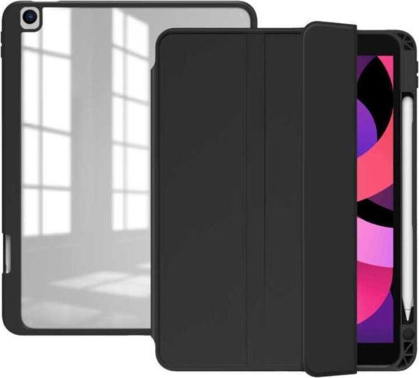 Coverzone Ipad Air 10.9 Uyumlu (2020) 4.nesil Smart Cover Kılıf Nort Arkası Şeffaf Standlı Siyah - Image 1