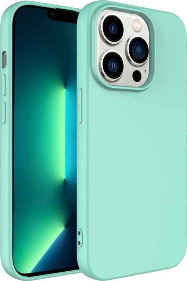 Coverzone Iphone 14 Pro Ile Uyumlu Kılıf Kadife Iç Yüzey Silikon Vieri Kılıf Açık Yeşil - Image 1