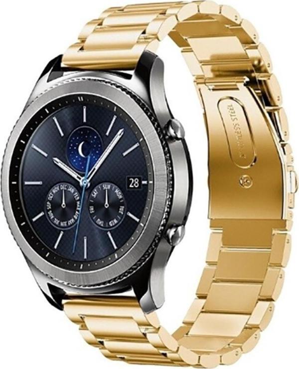 Coverzone Huawei Watch Gt3 Pro Ile Uyumlu 46 Mm Metal Katlamalı, 3 Kademeli Moiety Kayış Kordon Gold - Image 1