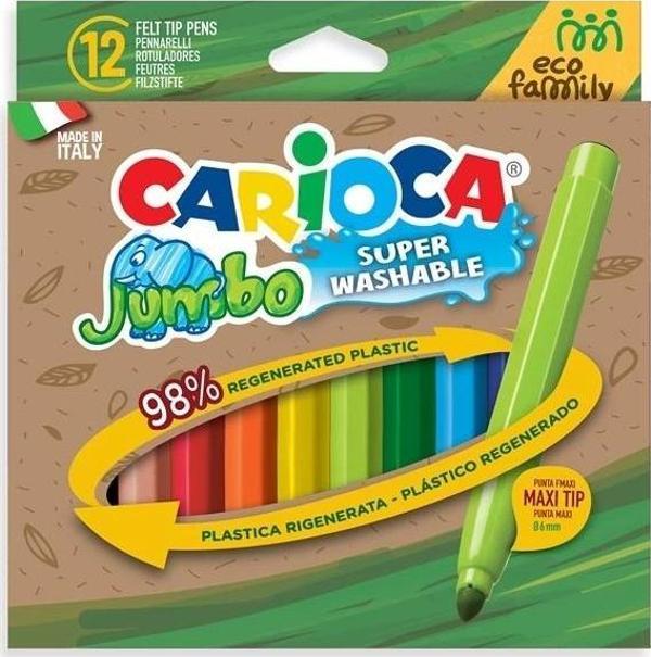 CARİOCA ECO FAMILY JUMBO SÜPER YIKANABİLİR KEÇELİ BOYA KALEMİ 12'Lİ - Image 1