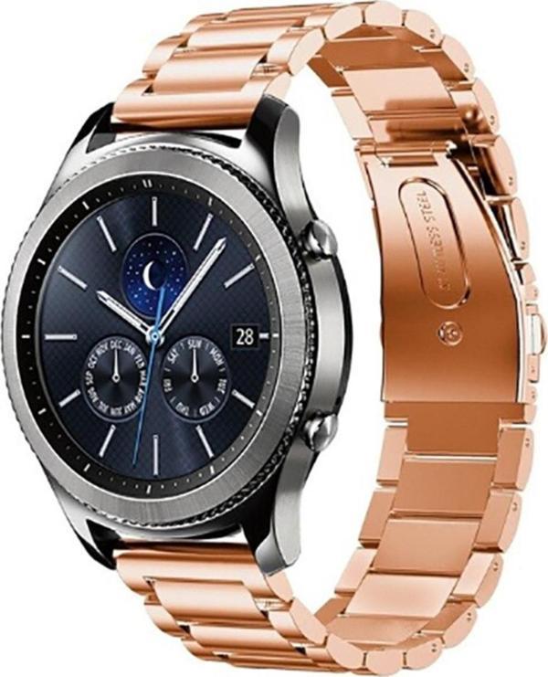 Coverzone Huawei Watch Gt3 Pro Ile Uyumlu 46 Mm Metal Katlamalı, 3 Kademeli Moiety Kayış Kordon Rosegold - Image 1
