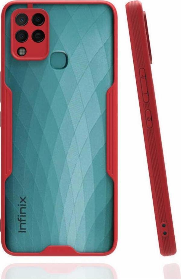 Coverzone Infinix Hot 10t Ile Uyumlu Kılıf Renkli Kenar Perfe Tpu Silikon Kırmızı - Image 1