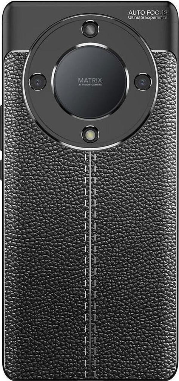 Coverzone Huawei Honor X 9A Ile Uyumlu Silikon Kılıf Niss Silikon Deri Görünüm Ultra Slim Fit Kılıf Siyah - Image 1