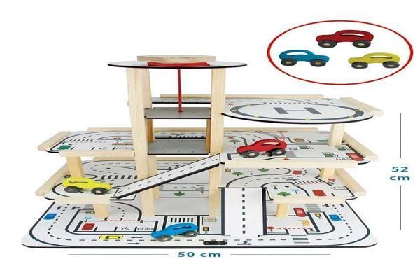 Toysilla Ahşap Asansörlü Otopark Oyuncak Araba Garajı - T3101 - Image 1