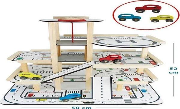 Toysilla Ahşap Asansörlü Otopark Oyuncak Araba Garajı - T3101 - Image 1