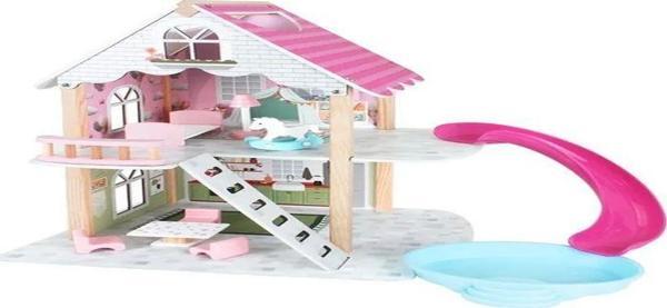 Toysilla Ahşap Kaydıraklı Oyun Evi - Kız Çocukları Için Eğitici Ve Eğlenceli Set, Oyuncak - T2013 - Image 1
