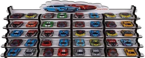 Toysilla Ahşap Oyuncak Araba Sergileme Standı 20 Gözlü – T3029 - Image 1