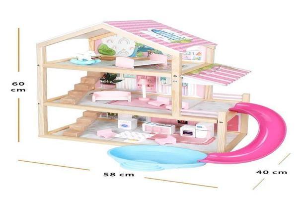 Toysilla Ahşap Oyuncak Kaydıraklı Çocuk Oyun Evi - T2010 - Image 1