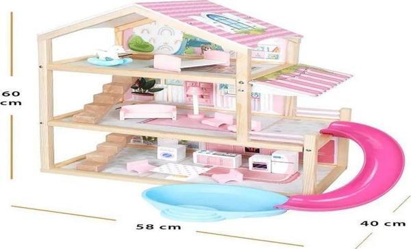 Toysilla Ahşap Oyuncak Kaydıraklı Çocuk Oyun Evi - T2010 - Image 1