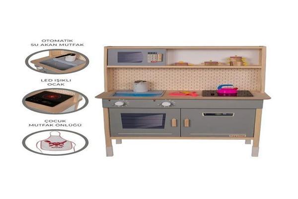 Toysilla Sulu ( Su Akan) Ve Işıklı Ahşap Oyuncak Çocuk Mutfak Seti 1030 - Image 1