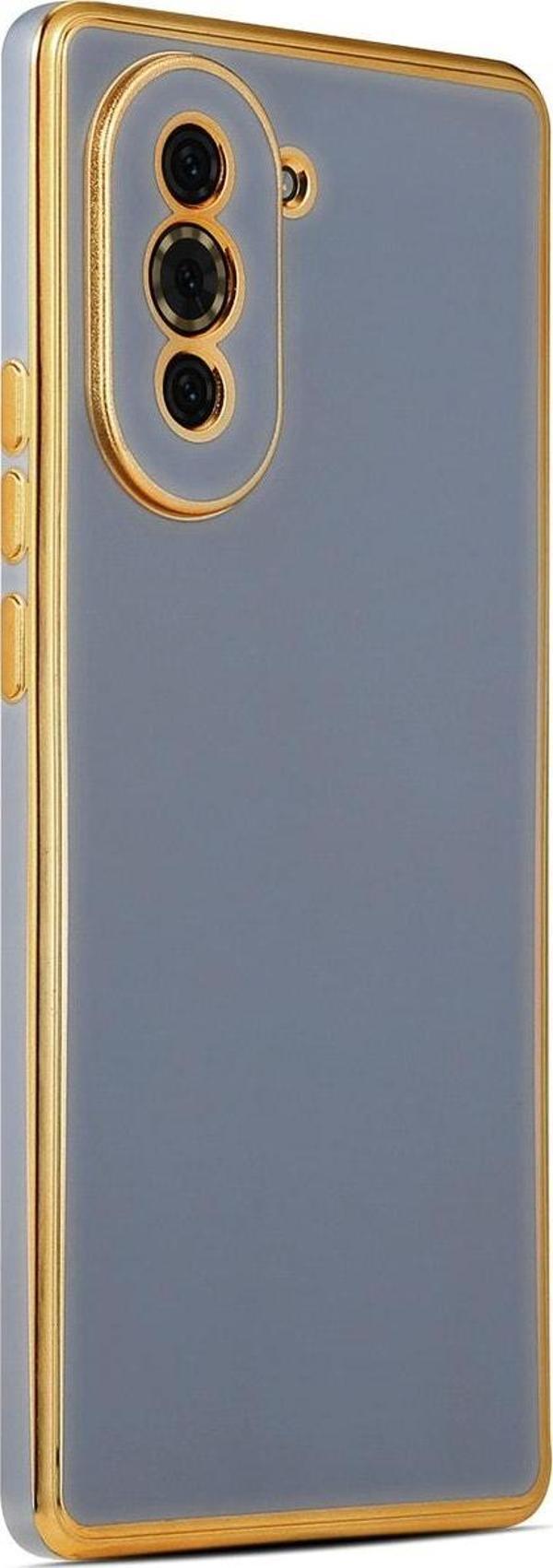 Coverzone Huawei Nova 10 Ile Uyumlu Kılıf Gold Kenar Pastel Renkli Halcyon Z-bark Kapak Mavi - Image 1