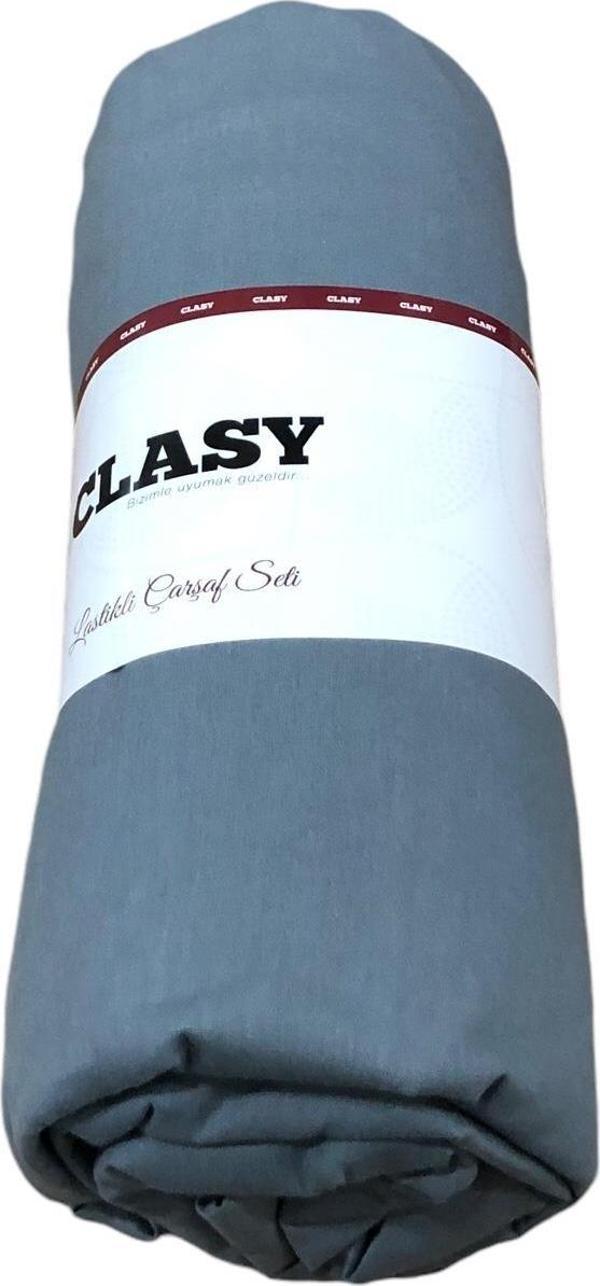 Clasy Battal Çift Kişilik %100 Pamuk Lastikli Çarşaf + 2 Adet Yastık Kılıfı 180 x 200 - Image 1