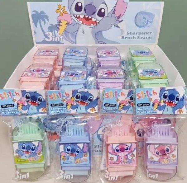 Disney Stitch Kalemtıraş Silgi Fırça 3'ü 1 arada Karikatür Stitch Rulo Kalem Ofis Malzemeleri  - Image 1