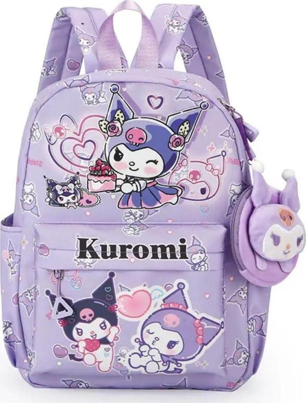 Sanrio Kuromi Karakterli Çanta & Orta Boy Mor Renk Okul Sırt Çantası - Image 1