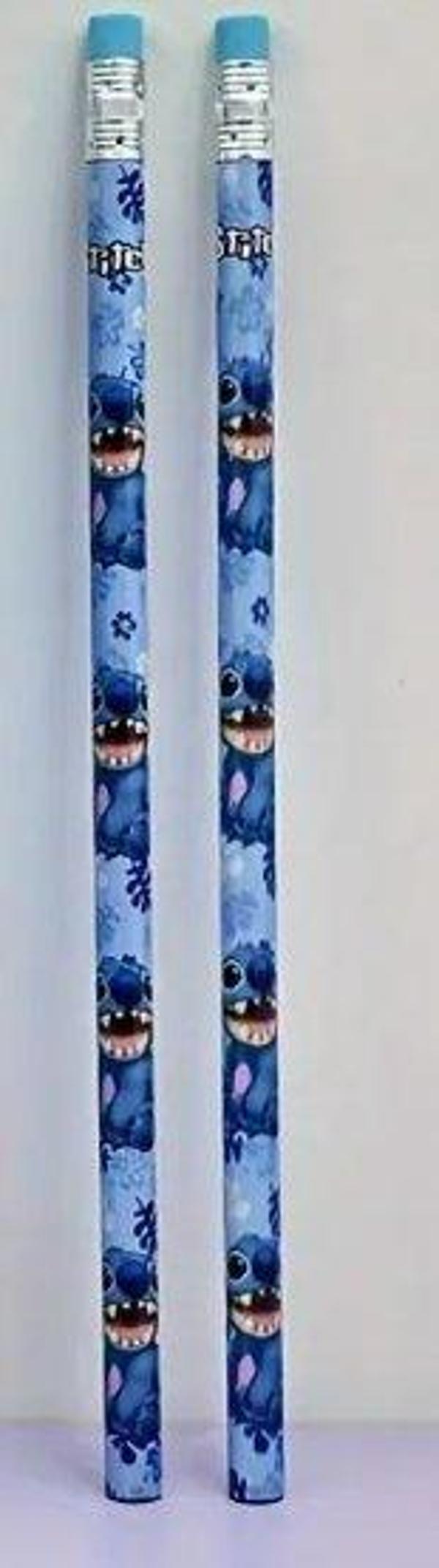 Stitch Temalı HB Kalem ile Silgi Üstleri - 2mm Kurşun, Çatlama Direnci Tasarımı, Mavi ve Mor Çiçek Desenleri, Okul, Sanat Projeleri ve Yaratıcı Yazma - Image 1