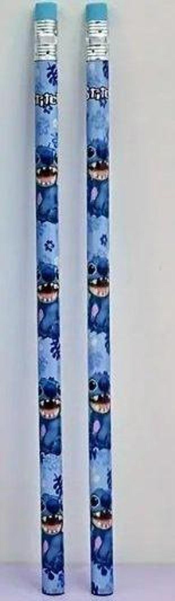 Stitch Temalı HB Kalem ile Silgi Üstleri - 2mm Kurşun, Çatlama Direnci Tasarımı, Mavi ve Mor Çiçek Desenleri, Okul, Sanat Projeleri ve Yaratıcı Yazma - Image 1