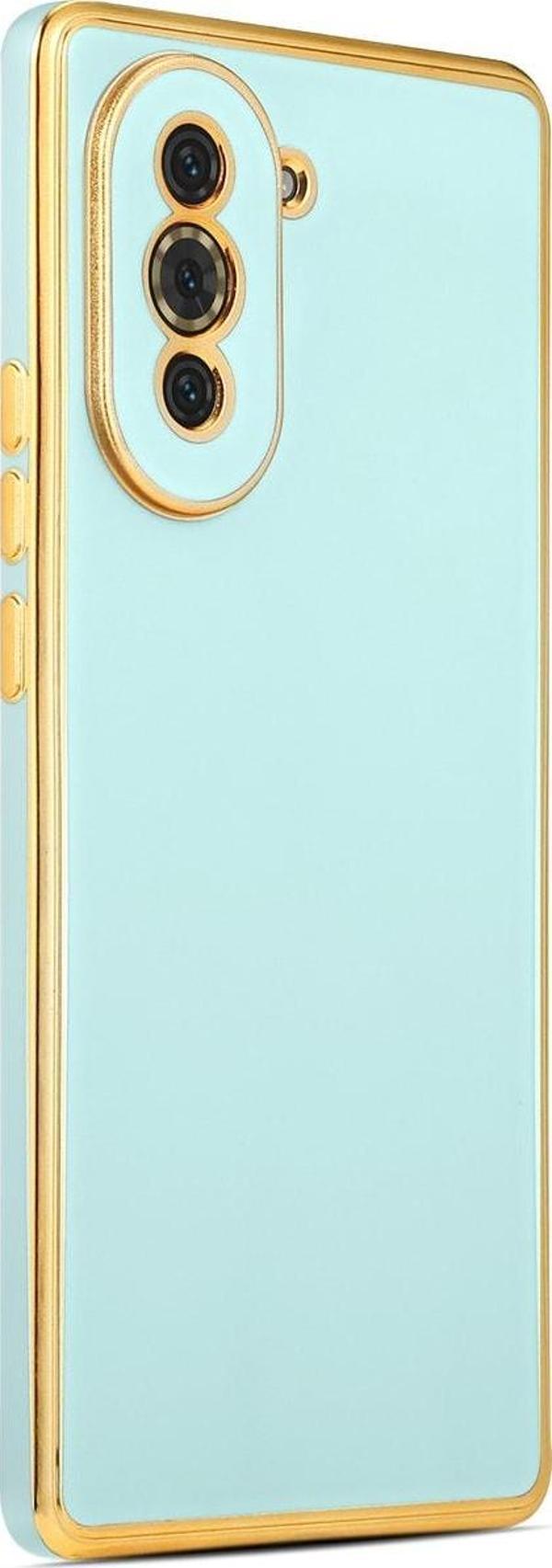 Coverzone Huawei Nova 10 Pro Ile Uyumlu Kılıf Gold Kenar Pastel Renkli Halcyon Z-bark Kapak Mavi Açık - Image 1