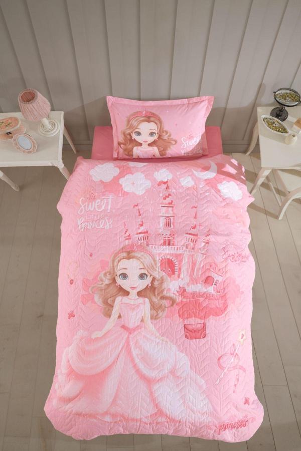 Clasy Ranforce %100 Pamuk Tek Kişilik Dört Mevsim Set Sweet Princess Pudra - Image 1