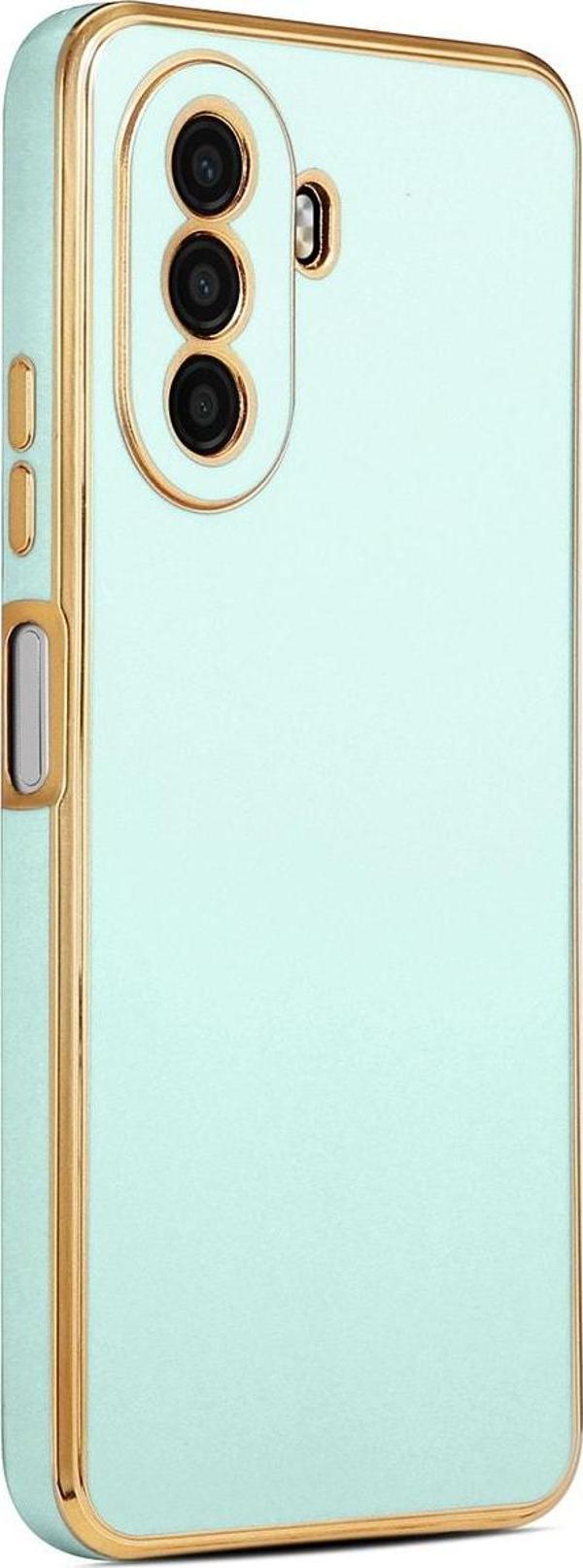 Coverzone Huawei Nova Y70 Ile Uyumlu Kılıf Gold Kenar Pastel Renkli Halcyon Z-bark Kapak Mavi Açık - Image 1