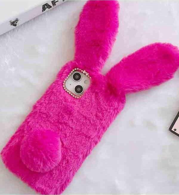 Coverzone Huawei P30 Lite Uyumlu Kılıf Peluş Tüylü Tavşan Kulak Silikon Tpu Oyuncak Kapak Fuşya - Image 1