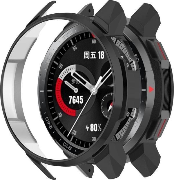 Coverzone Honor Watch Gs Pro Ile Uyumlu Önü Açık Tasarım Sert Rubber Akıllı Saat Kılıf Siyah - Image 1