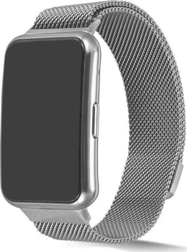 Coverzone Huawei Watch Fit Uyumlu Kordon Hasır Metal Örgülü Gümüş - Image 1