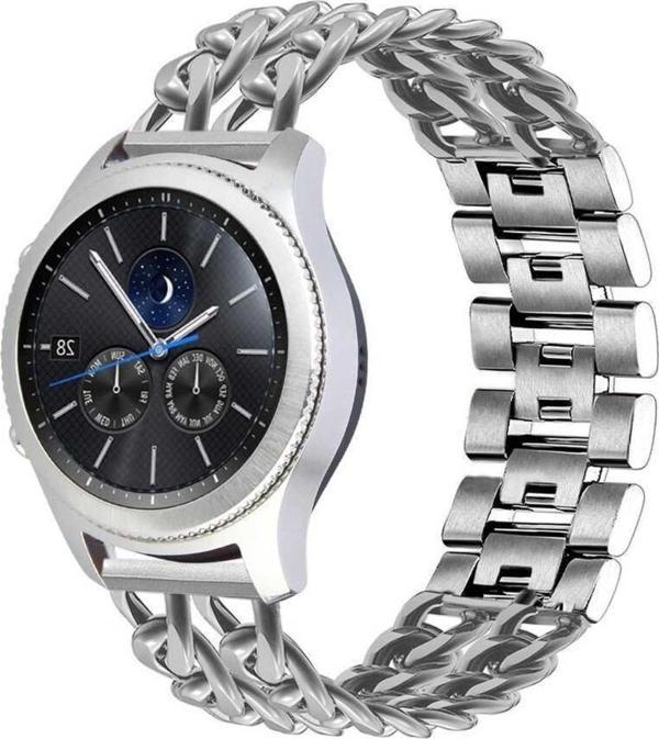 Coverzone Huawei Watch Gt 3 Pro Ile Uyumlu 46 Mm Kordon Zincir Halkalı Metal Örgülü Gümüş - Image 1