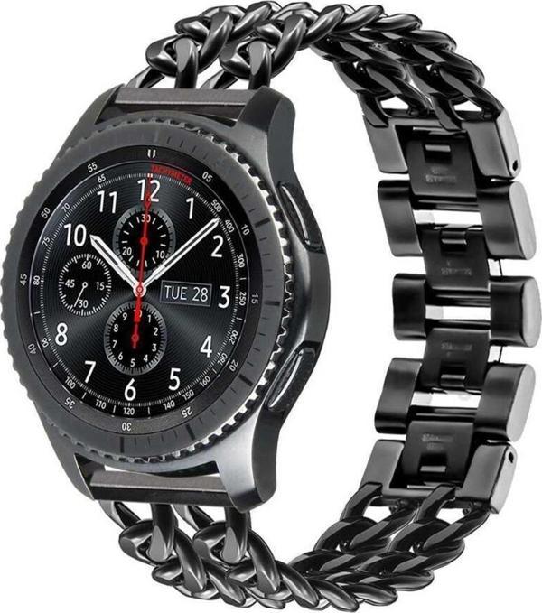 Coverzone Huawei Watch Gt 3 Pro Ile Uyumlu 46 Mm Kordon Zincir Halkalı Metal Örgülü Siyah - Image 1