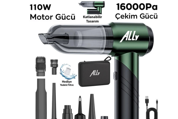 16000pa Güçlü Portatif 3 Kademeli Tasinabilir Vakumlu Kablosuz Üflemeli Mini Araç Süpürgesi - Image 1