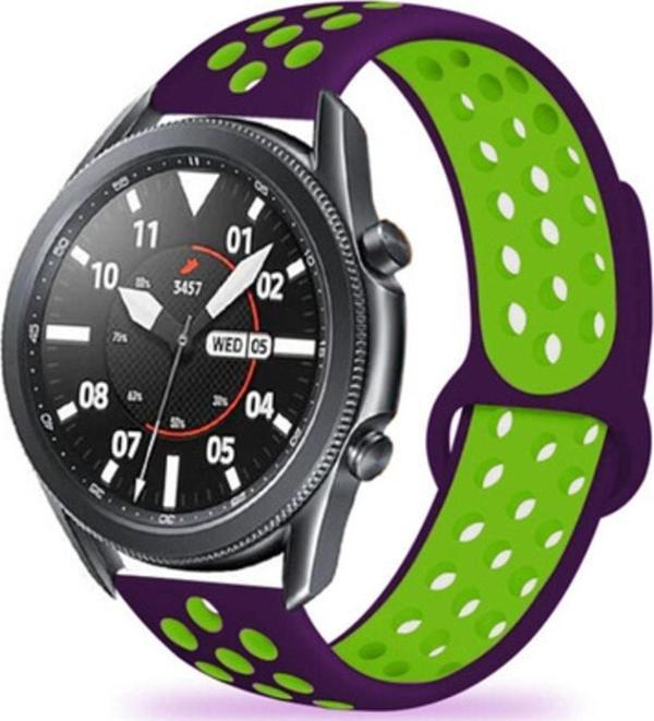 Coverzone Huawei Watch Gt 3 Pro Ile Uyumlu 46mm Delikli Spor Kayış Mor-yeşil - Image 1
