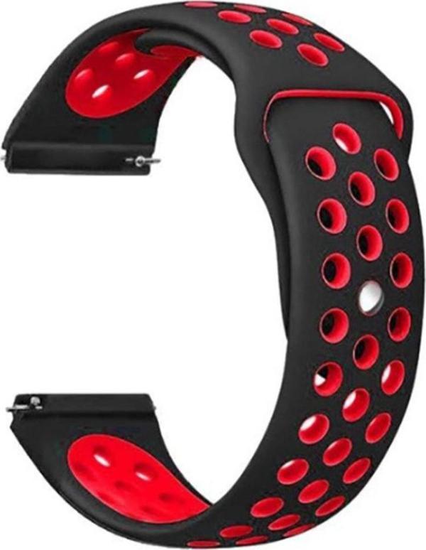 Coverzone Huawei Watch Gt 3 Pro Ile Uyumlu 46mm Delikli Spor Kayış Siyah-kırmızı - Image 1