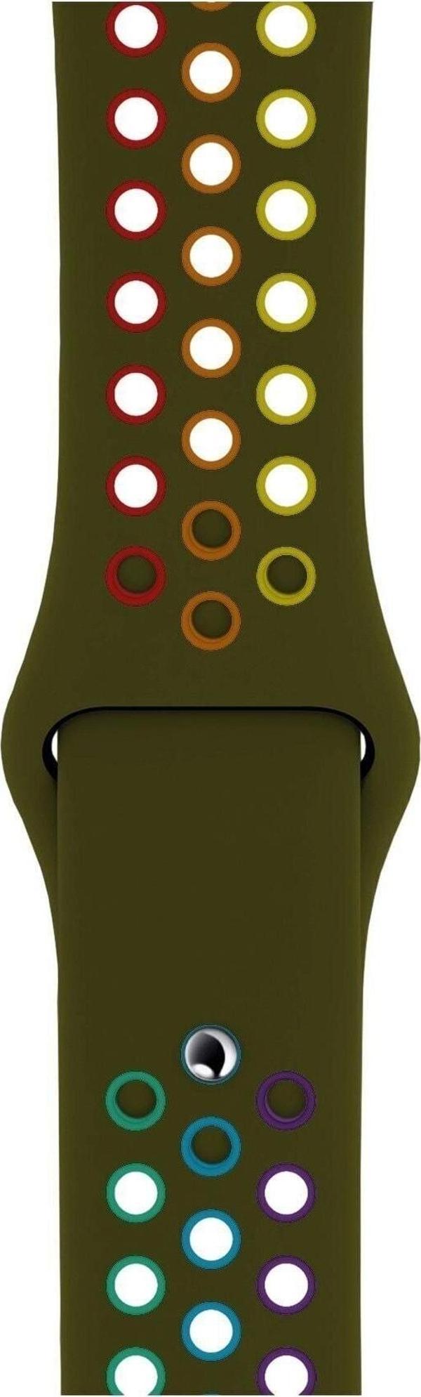 Coverzone Huawei Watch Gt 3 Pro Ile Uyumlu 46mm Delikli Spor Kayış Yeşil-gökkuşağı - Image 1