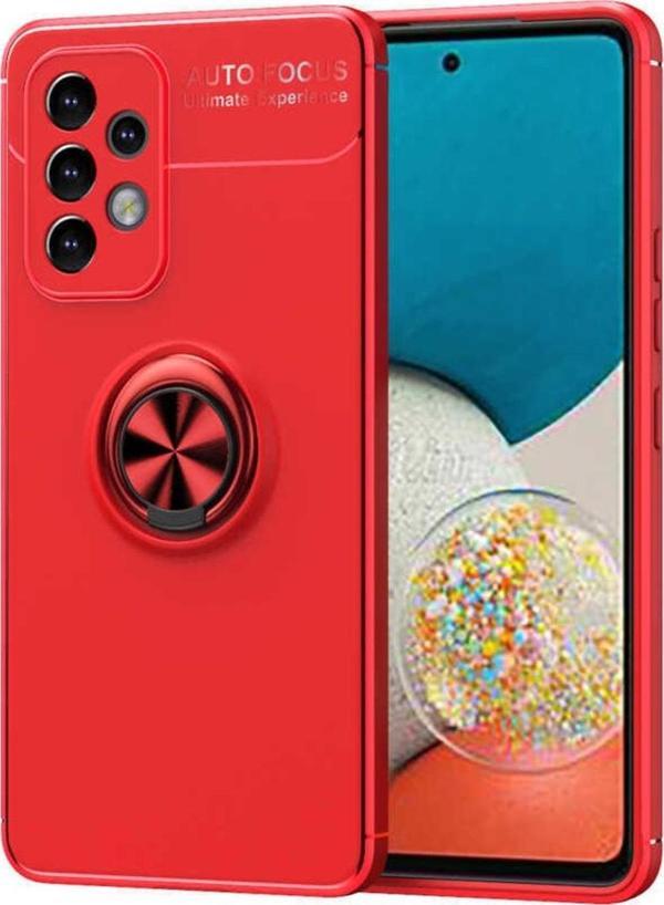 Coverzone Galaxy A53 5g Kılıf Ravel Yüzük Tutuculu Standlı Silikon Kırmızı - Image 1