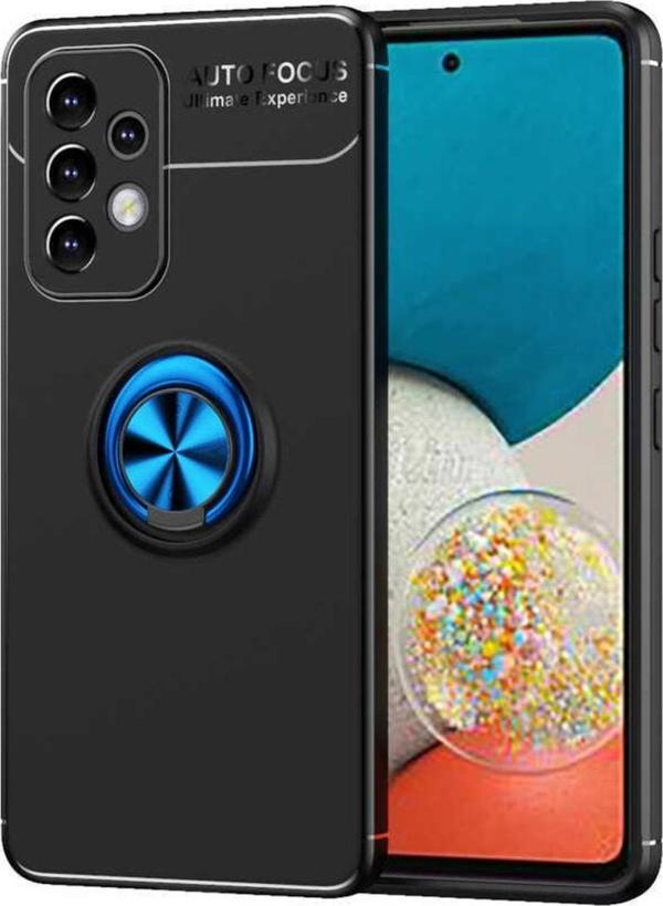 Coverzone Galaxy A53 5g Kılıf Ravel Yüzük Tutuculu Standlı Silikon Siyah-mavi - Image 1