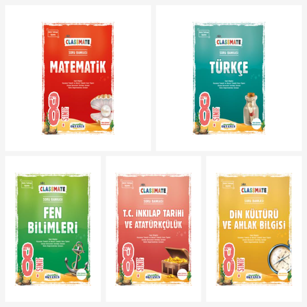 Okyanus 8. Sınıf Classmate Tüm Dersler Soru Bankası Seti 5 Kitap Okyanus Yayınları - Bi bigelio - Image 1
