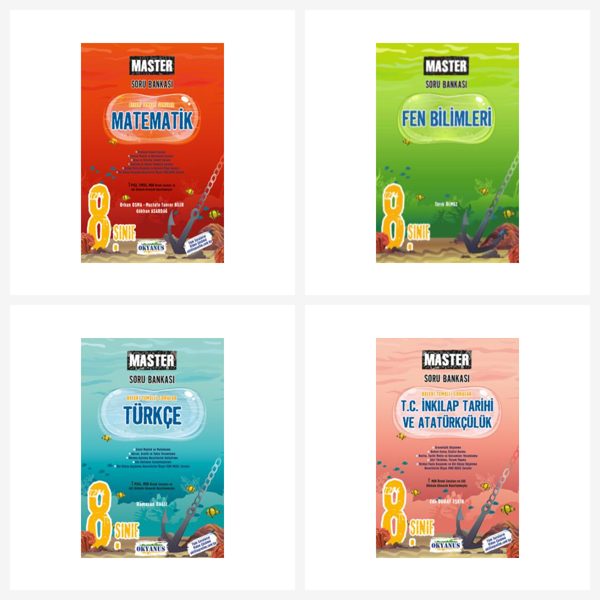 Okyanus 8. Sınıf Master Tüm Dersler Soru Bankası Seti 4 Kitap Okyanus Yayınları - Bi bigelio - Image 1