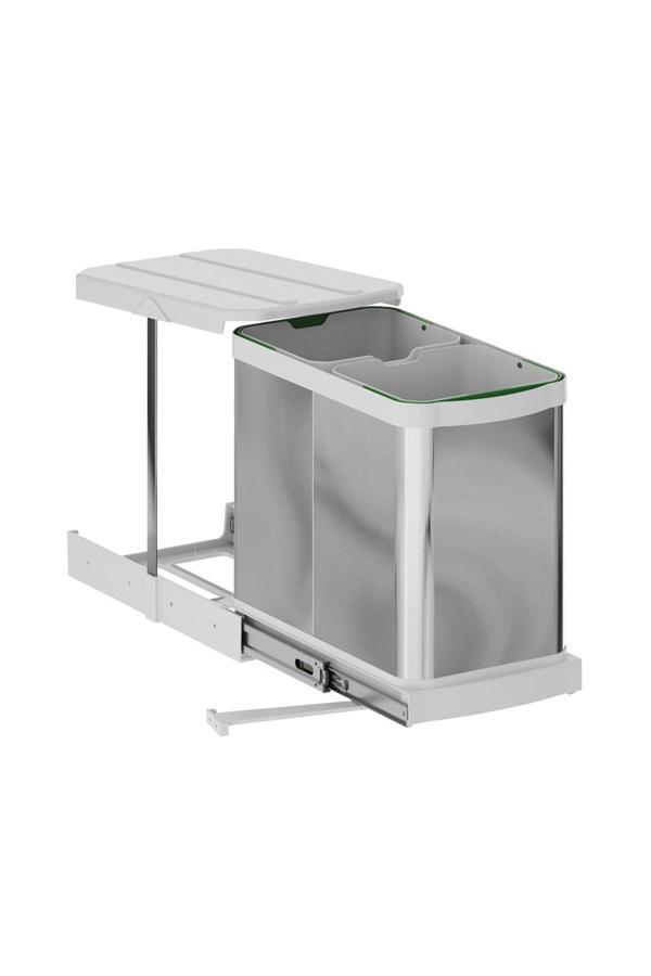 S-2396-G Teleskopik Raylı Çöp Kovası Paslanmaz Gövde 12L+12L . - Image 1