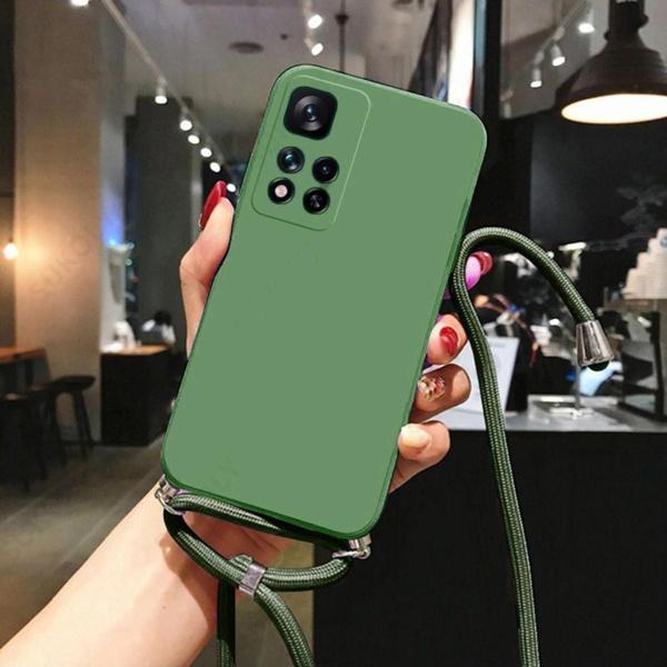 Coverzone Galaxy A53 Ile Uyumlu Ipli Boyun Askılı Silikon Kılıf Kadife Iç Yüzeyli Epiphany Kılıf Yeşil - Image 1