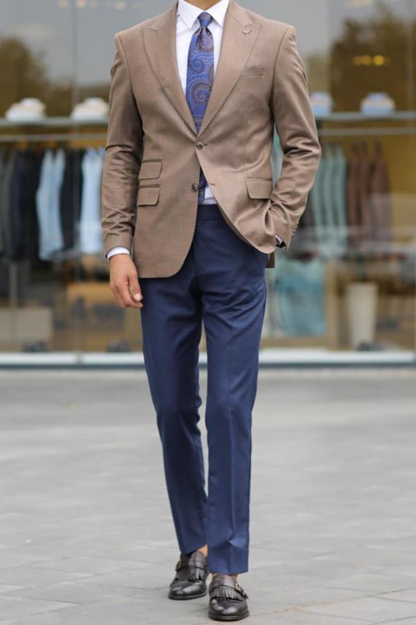 Şık Yünlü Erkek Slim Fit Ceket-KAV5021W - Image 1