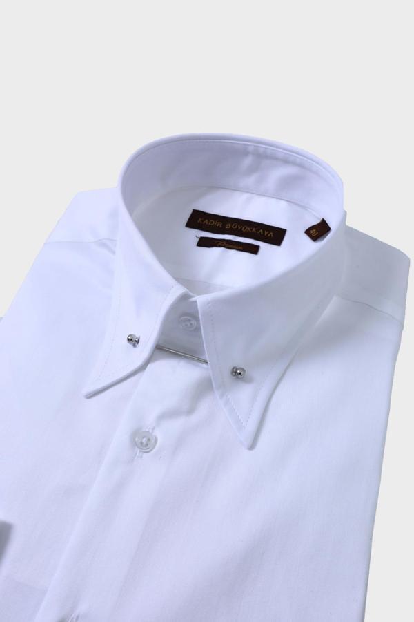 Slim Fit Dar Kesim Büyük İğneli Yaka Pamuklu Erkek Gömlek-KAW4405S - Image 1