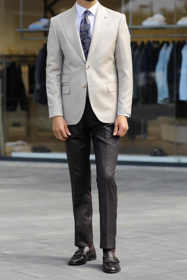 Şık Yünlü Erkek Slim Fit Ceket-KAV5021W - Image 1