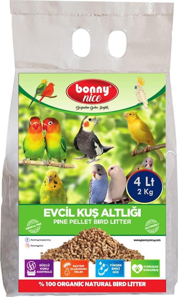 Bonny Nice Doğal Kuş Kumu Çam Pelet Papağan Kuş Kafes Altlığı 2 Kg 4 Lt - Image 1