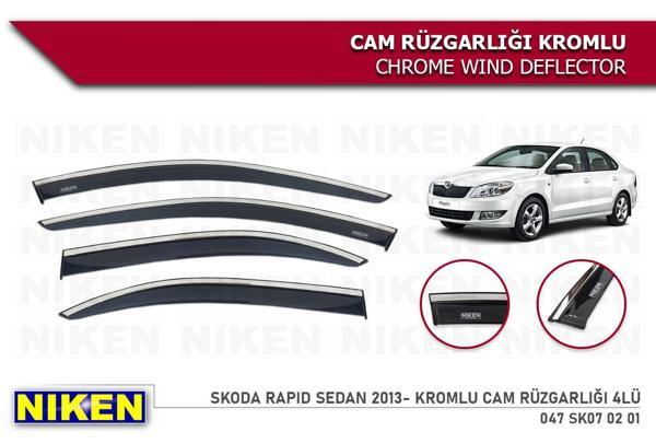 SKODA RAPİD SEDAN 2013 2014 2015 2016 2017 2018 2019 2020 NİKEN KROMLU CAM RÜZGARLIĞI - Image 1