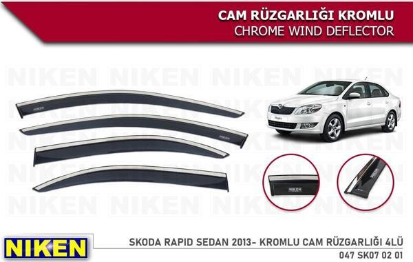 SKODA RAPİD SEDAN 2013 2014 2015 2016 2017 2018 2019 2020 NİKEN KROMLU CAM RÜZGARLIĞI - Image 1
