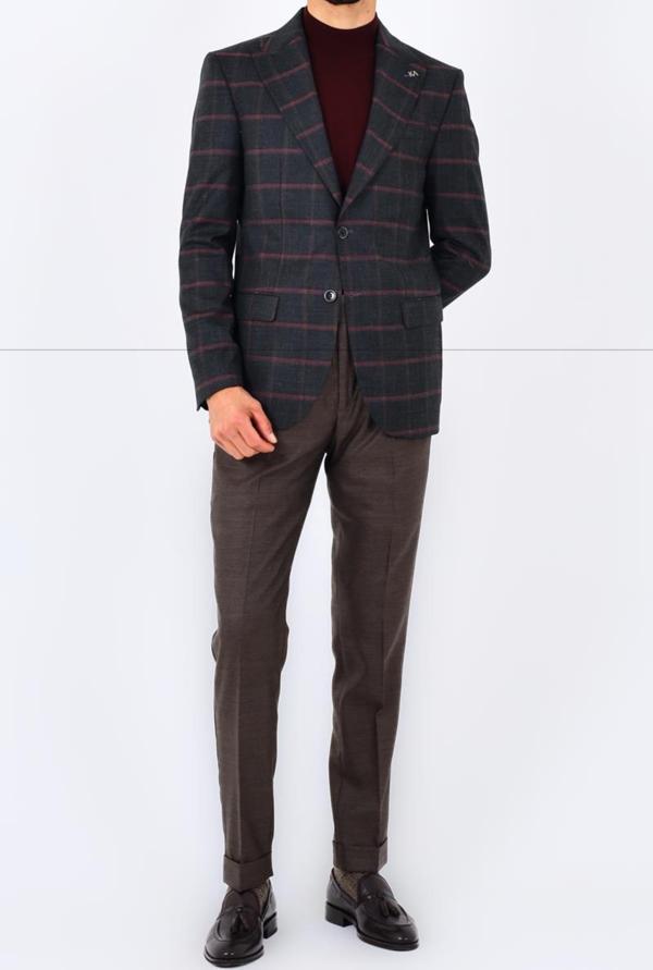 Modern ve Şık Slim Fit Dar Kesim Yün Viskon Erkek Ceket-KAV5062W - Image 1