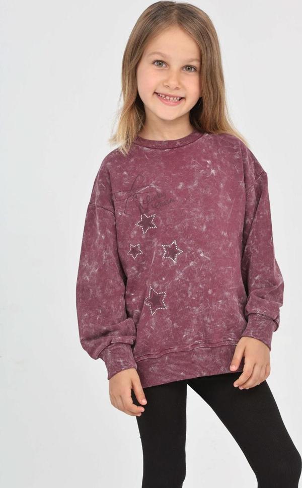 Toontoy Kız Çocuk Yıldız Baskılı Sweatshirt - Image 1