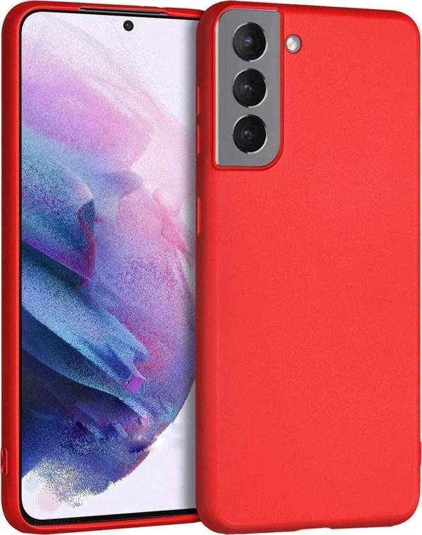 Coverzone Galaxy S21 Fe Uyumlu Kılıf Kadife Iç Yüzey Silikon Vieri Kılıf Kırmızı - Image 1
