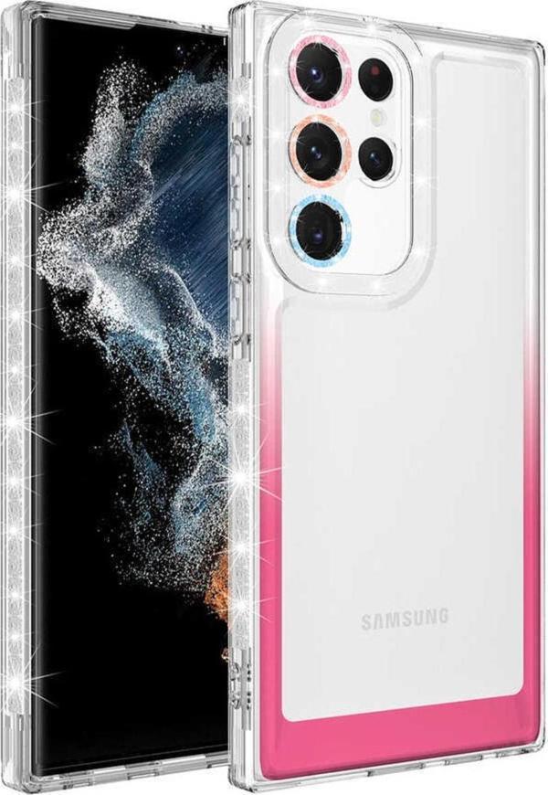 Coverzone Galaxy S22 Ultra Ile Uyumlu Kılıf Taşlı Ve Renk Geçiş Tasarımlı Lens Korumalı Park Kapak - Image 1